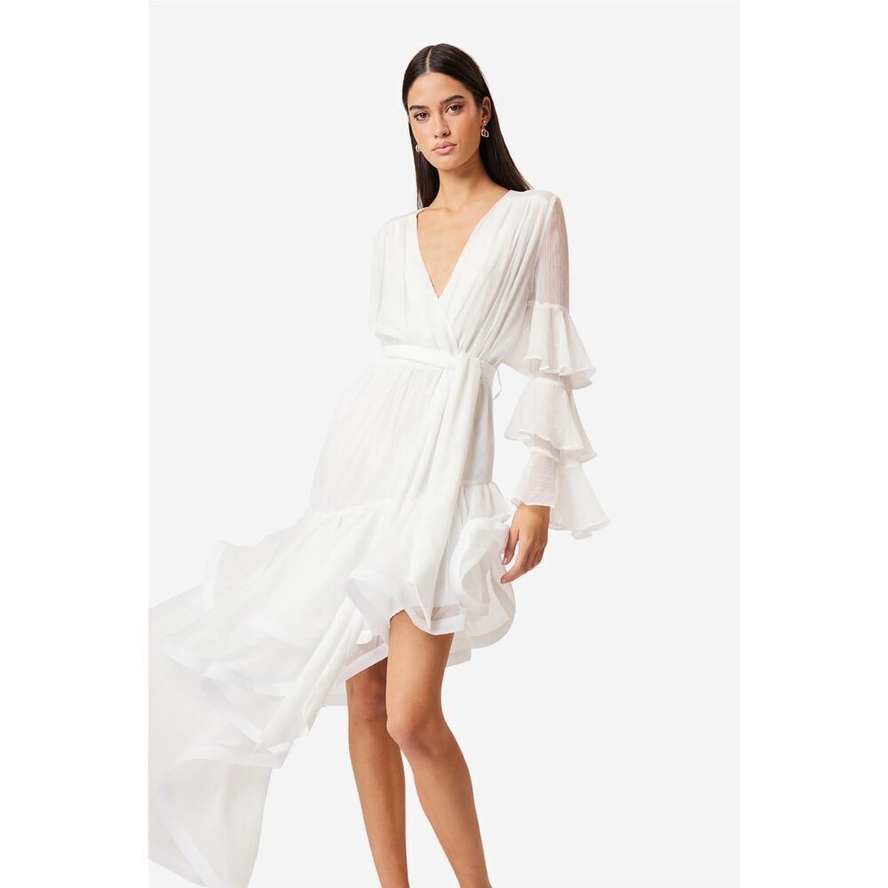 ELLIATT Louise Gown Asymmetric Party Dress White Bridal Bachelorette Size S NWT